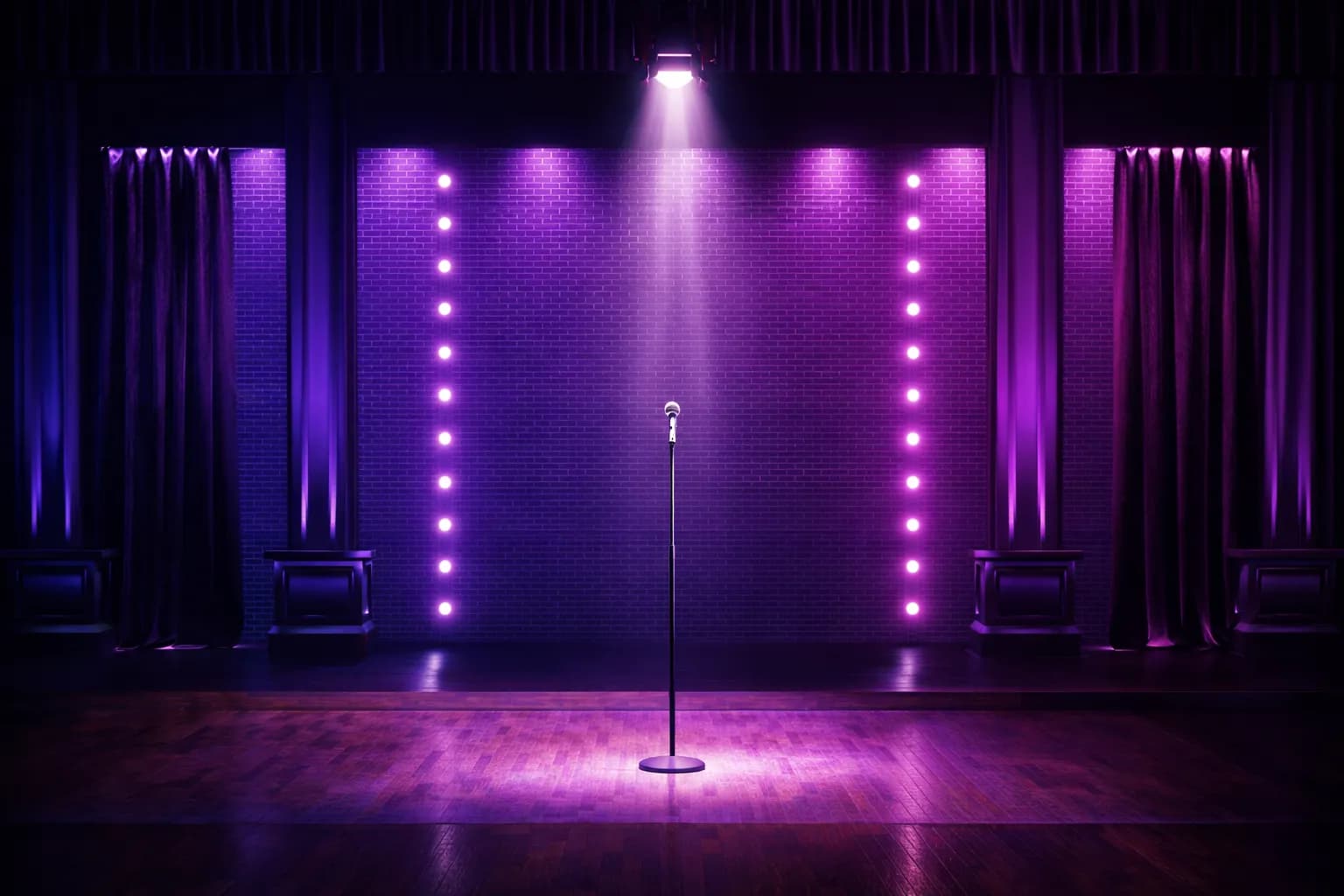 Escenario de stand-up comedy con iluminación profesional